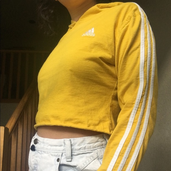adidas yellow cropped hoodie